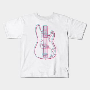 3D P-Style Bass Guitar Body Outline Kids T-Shirt